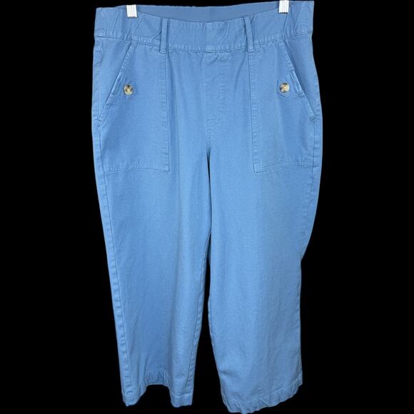 Anybody All-Streth Twill Wide Leg Cropped Pants Dusk Blue Medium Pockets Casual - Picture 1 of 14